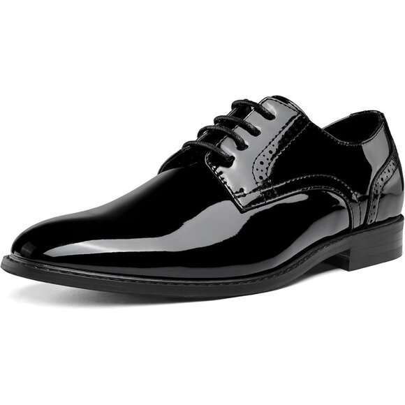 Men\'s Black Patent Shoes Formal Classic Business Lace up Oxford Shoes Wide  Width